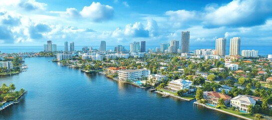 Fototapeta premium Sunny Isles Beach Aerial View: Coastal Paradise in Florida