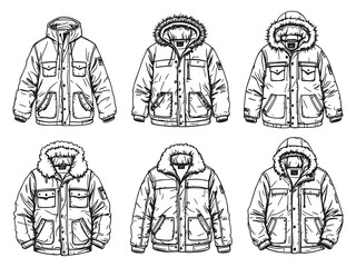 Sherpa Jacket line art icon illustration with modern style