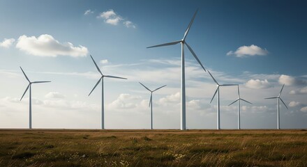 Wind Turbine Field Sunny Day