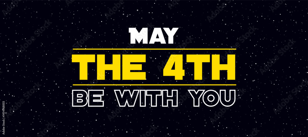 Canvas Prints galactic-themed typography with 'may the fourth be with you'