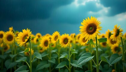 Fototapeta premium Golden Flowers in a Storm