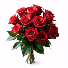 Obraz premium Romantic Red Roses Bouquet A Dozen Stunning Flowers for Valentine's Day or Anniversary