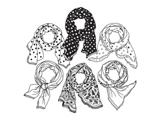 Silk Scarf line art icon trendy accessory illustration