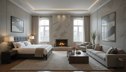 Fototapeta premium Luxurious Indoor Living Space Surrounded by Nature