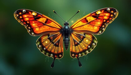 Majestic Monarch Butterfly with Intricate Wing Patterns in Exquisite Detail, Soft Bokeh Background