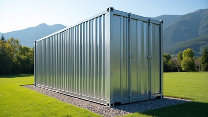 Obraz premium Modern Shipping Container House in Mountainous Landscape