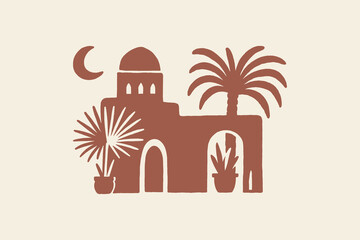 middle eastern house palm naive cutout style
