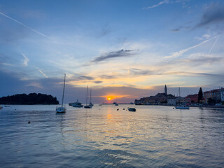 sunset over the harbor