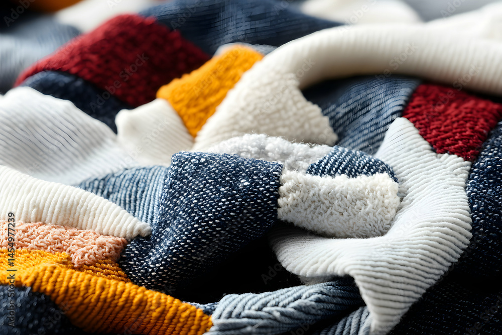 Poster close-up view of a vibrant textured fabric. ideal for textile design patterns and graphic projects. 