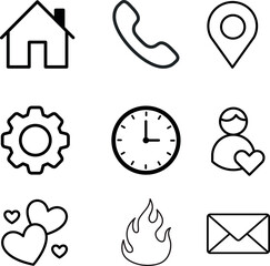 Fototapeta premium Collection of Outline Icons for Web and App Design – UI/UX Vector Symbols