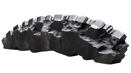 Highresolution image of a dark grey roughtextured industrial component with a serrated edge