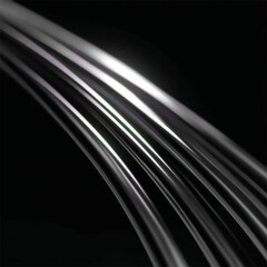 Obraz premium Abstract Silver Lines Flowing Against a Black Background Creating Motion