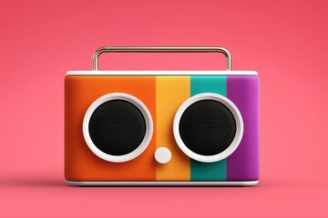 Vibrant retro speaker animation studio digital art colorful close-up music concept