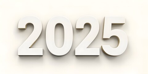 White 3D 2025 minimalist numbers