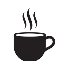 Cup icon. Coffee or tea cup icon. Coffee cup silhouette with steam vector illustration, a cup of hot cafe coffee or caffeine drink flat vector icon. Coffee cup icon vector . cup a coffee icon vector.