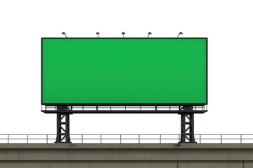 Blank Green Billboard Sign on Urban Infrastructure with No Ads