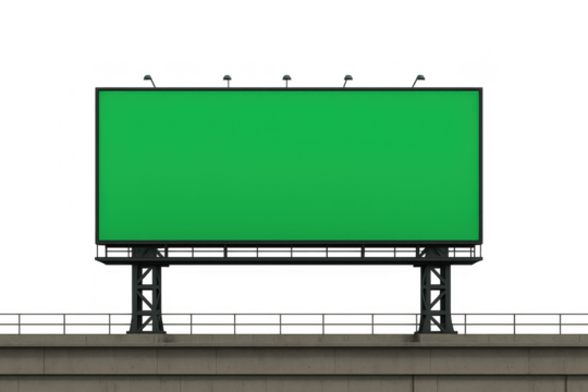 Blank Green Billboard Sign on Urban Infrastructure with No Ads