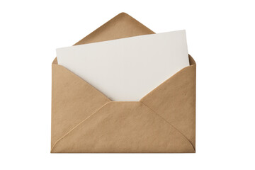 Empty brown envelope with blank card ready for personal message