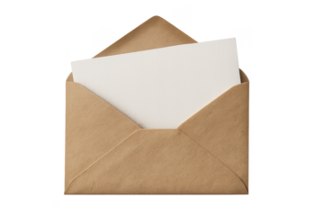 Empty brown envelope with blank card ready for personal message