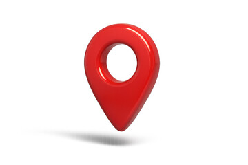 Bright Red Location Pin Icon on a White Background for Maps Use