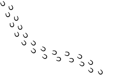 Path footprints of shod horse, pony. Track of horseshoes of donkey, mule. Shod hooves. Silhouette. Horse trail. Black Vector isolated on white. For print, textile, postcard, design, games, pet store. © Philip