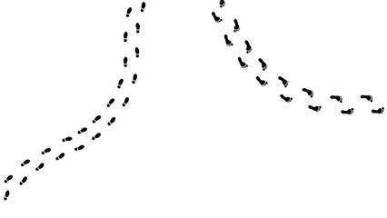 Shoe and bare foot print. Shoes imprints set. Foot trail.Footprint and human step, footwear and track, vector illustration