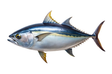 Fototapeta premium Isolated tuna fish seafood ocean aquatic animal marine wildlife swimming predator thunnus on transparent background