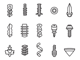 Simple Line Art Illustration of Metal Screw