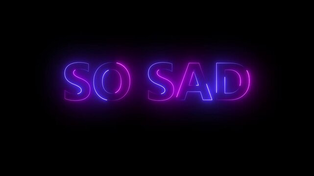 Neon text animation with blue and magenta color.