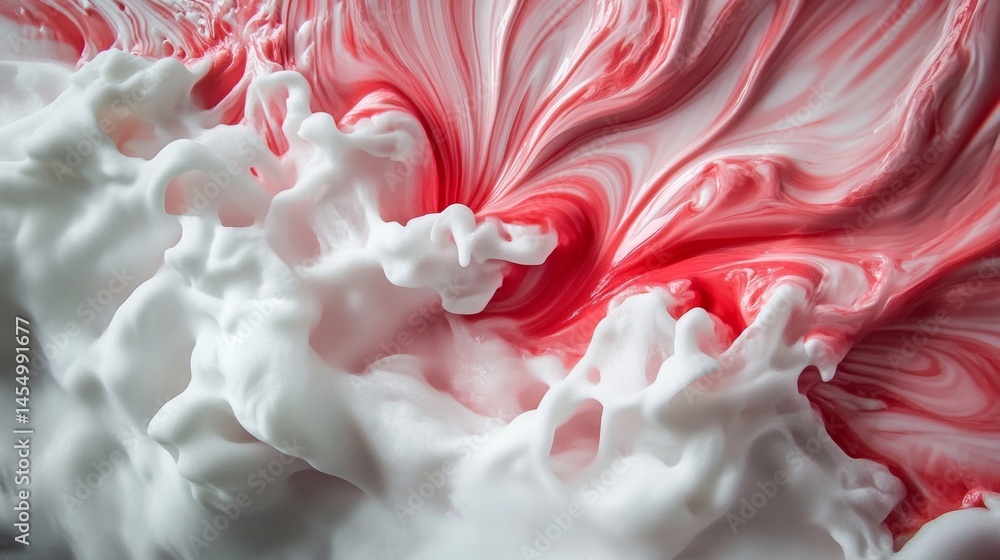 Poster Cream swirl abstract pattern with red accents and smooth textures