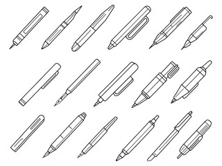 Simple Line Art Illustration of Retractable Pen Design