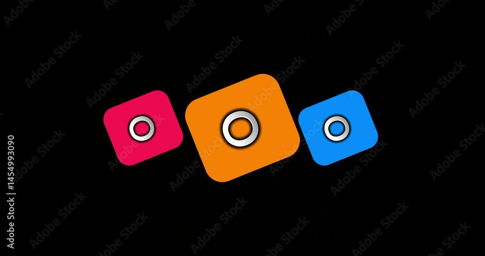 Poster rotating shapes, triangles and circles, animated