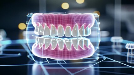 3D digital illustration of a transparent dental model showcasing human teeth - Powered by Adobe