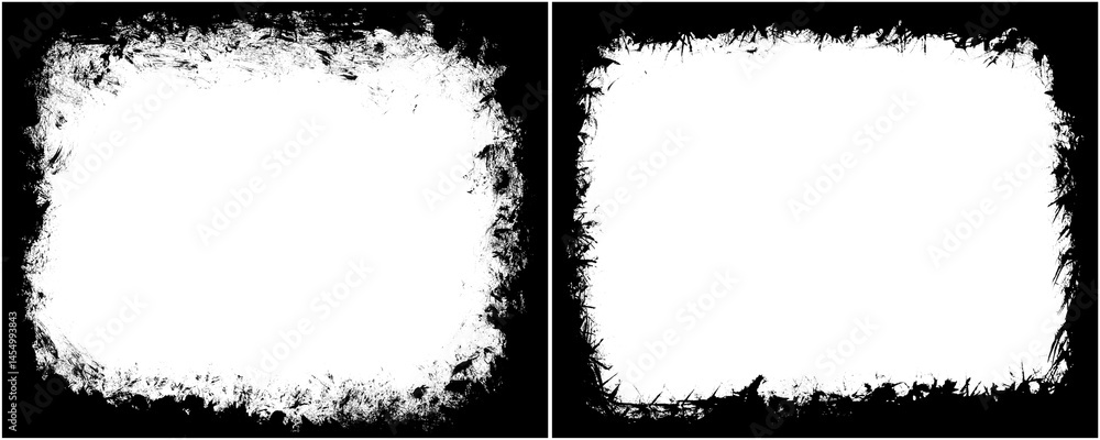 Poster black grunge frame png element with heavy edges and texture isolated on a transparent or white backg