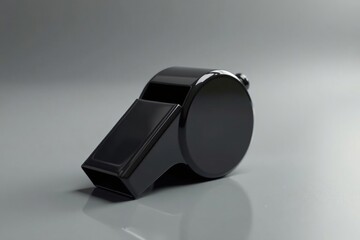 Classic black plastic whistle, simple design, clean background , plastic, sound, simple