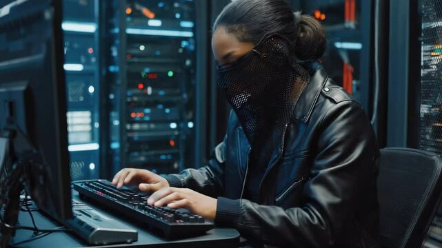 Focused Worker in Server Room
