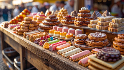 Fototapeta premium delicious different israeli desserts at the market 