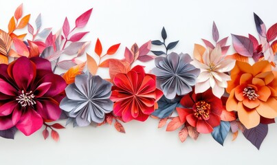 Paper Flowers on a White Background