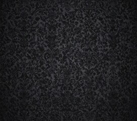 Fototapeta premium Intricate black damask wallpaper, seamless floral gothic vines , intricate, texture background, interior