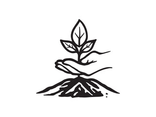 Simple Line Art Representation of Plant Seeder