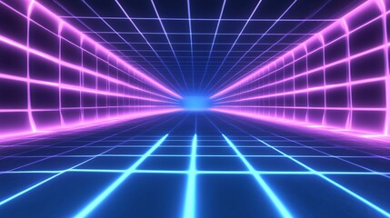 Blue and Purple 3D Abstract Grid Rendering for Creative Design Projects