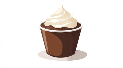 Chocolate drink, whipped cream, cup, white background, dessert