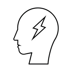 head lightning bolt brain  idea generation vector art silhouette