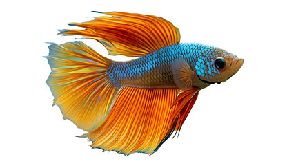 Fototapeta premium Vibrant Aquarium Fish with Stunning Orange and Blue Fins Perfect for Nature and Aquatic Themes