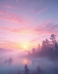 Obraz premium Dreamy, blurred pastel sky; pink, blue, yellow hues, soft focus, ethereal glow, ethereal, illustration