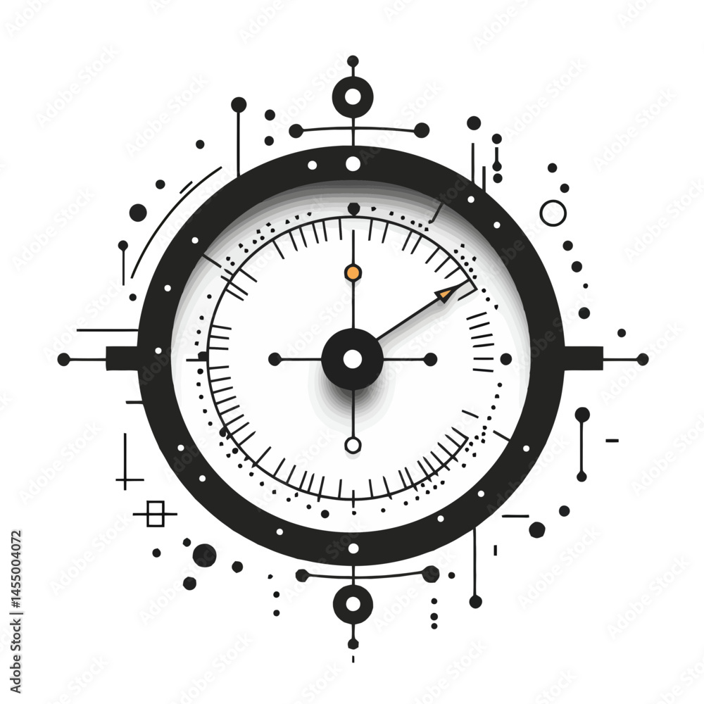 Poster barometer icon design featuring minimalist line art with tech-inspired elements for modern applicati