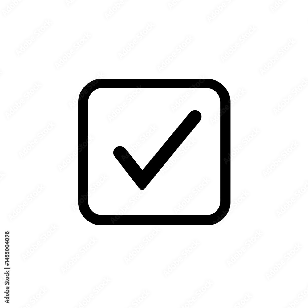Poster minimalist unchecked checkbox icon designed with a single line in 2d style for user interface applic