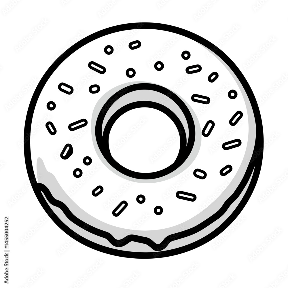 Poster minimalist tech-inspired donut icon designed in a clean 2d line style with a fun and playful appeara