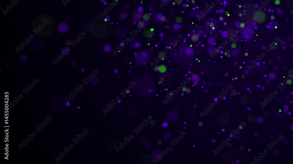 Poster Abstract dust particles with blue light on dark background. Science backdrop with moving glittering dots. Flying particles with effect bokeh. 3d rendering.