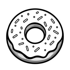 Minimalist donut icon designed with a single continuous line featuring frosting and sprinkles suitable for digital art or graphic design